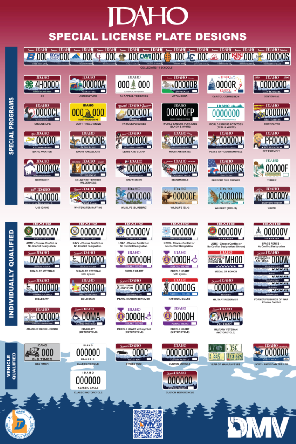 Idaho Special License Plate Designs